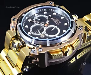 Invicta Reserve Transatlantic 53mm Quartz Dual Dial Watch Gold Bracelet Watch - Picture 1 of 4