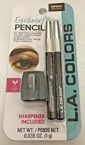 L.A. Colors 2 Piece Eyeliner /Brow Pencil W Sharpener Dark Brown shapes&defines - Picture 1 of 3