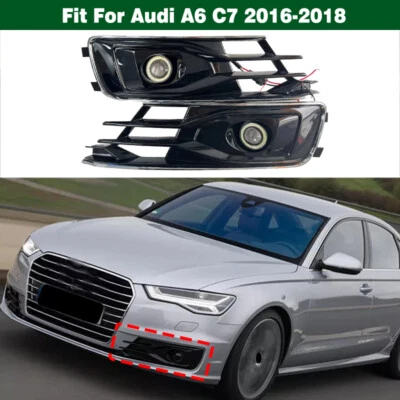 LED Fog Light Angel Halo Eye Rings Bumper Bezel DRL Set For Audi A6 C7 2016-2018 Foto 1 de 4