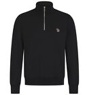 Paul Smith Zip Neck Sweatshirt Zebra Badge Logo Cotton Top in Black