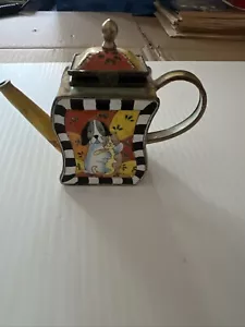 KELVIN CHEN Enamel Mini Copper Hand paint Teapot Cat And Dog Pattern - Picture 1 of 7