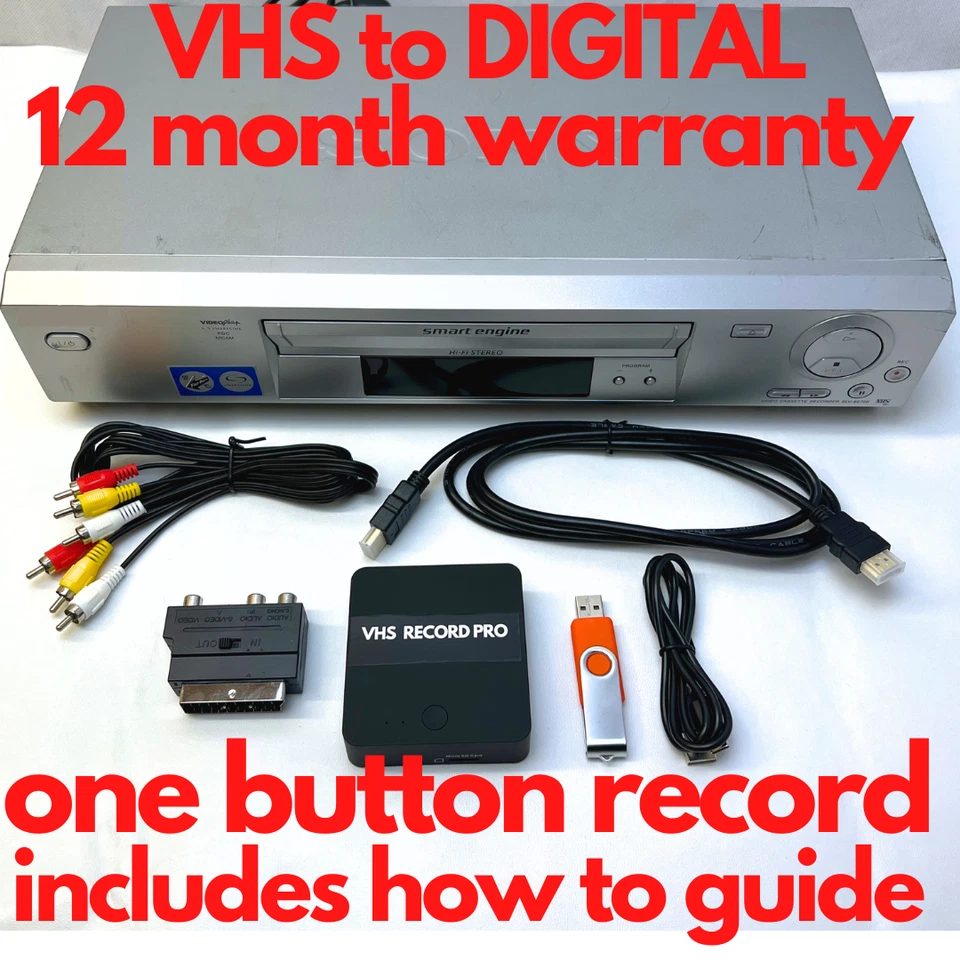 VHS Video Player Recorder Kit One Button Copy VHS to Digital MP4 FAST Quality - Image 1 of 4