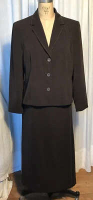 Traje Falda Midi Marrón Norton Mcnaughton Mujer Talla 14P Nuevo Foto 1 de 4