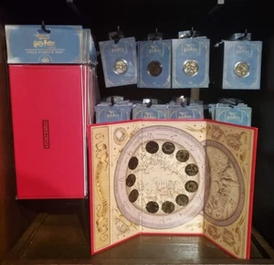 UNIVERSAL STUDIOS HARRY POTTER SPELL MARKER HOGSMEADE MAP WITH 11 COINS NEW - Picture 1 of 12