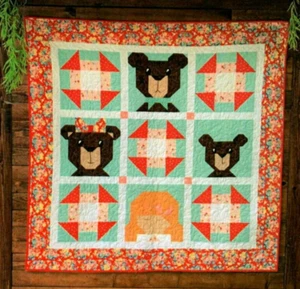 Goldilocks & the Three Bears Wall Quilt Pattern Countryside Primitive Cottage - Picture 1 of 2