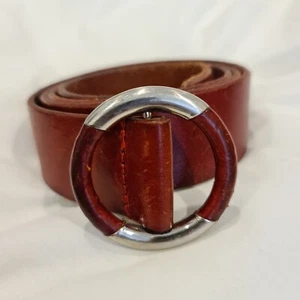 VINTAGE SPORTSCRAFT Womens Red Leather Chunky Circle Buckle Belt Size L - Picture 1 of 6