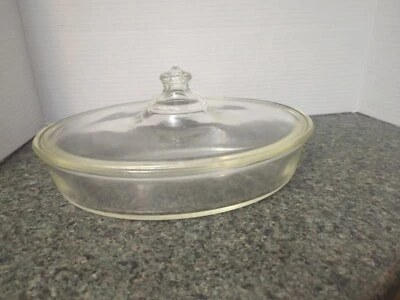 Antique 1919 PYREX Oval Casserole Dish with Glass Lid #184 - Opal Finish  - Image 1 of 4