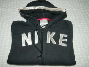Chaqueta de pista con capucha vintage Nike gris oscuro con borde de detalles satinados, médica - Imagen 1 de 10