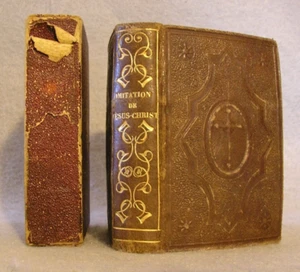 Antique Miniature Prayer Book Imitation of Christ Kempis French Leather 1826 Ed. - Picture 1 of 22