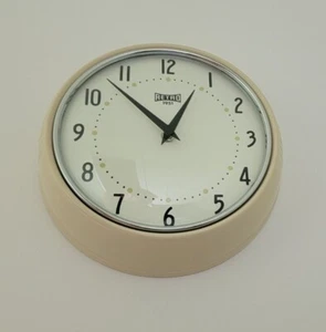 Retro Style Wall Clock Metal 9.5" | Tan / Cream Color - Picture 1 of 2