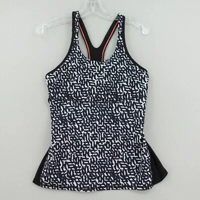 Lululemon Net Pop Crossback Tank Top Womens 10 White Black Geometric Sleeveless - Image 1 of 4