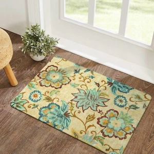Floral Entryway Rug - 2x3 Small Throw Bedroom Rugs Non-Slip Washable Kitchen ... - Picture 1 of 7