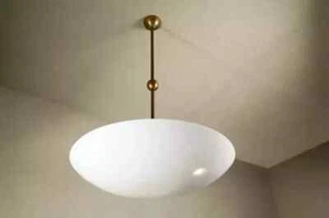 Elegant Mid Century Modern Raw Brass Ceiling Flush Mount Pendant Light Fixture - Picture 1 of 5