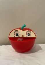 Vintage 1960s Mechanical Apple and Worm Coin Bank | Plastic | Works