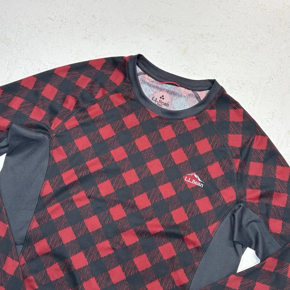 Camisa L.L.Bean Para Hombre Grande Roja Negra Capa Base Manga Larga Diamante Argyle Foto 1 de 4