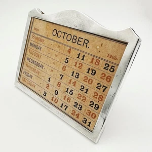 ART DECO DESKTOP CALENDAR STERLING SILVER FRONT GEORGE V 1925 - Picture 1 of 9