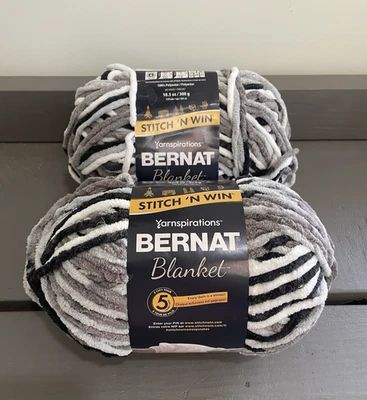 Bernat Blanket Yarn GRAY STORM VARG Color 10.5oz/300g/220yds/201m Lot of 2 - Image 1 of 4