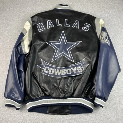 NFL Dallas Vaquero Chaqueta de Cuero Para Hombres Grande Negro Azul De Colección Fútbol G-III Foto 1 de 4