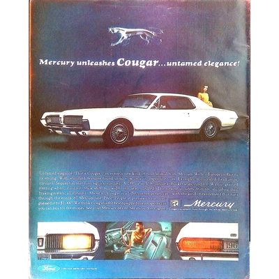 1967 Mercury Cougar Car Print Ad Unleashed Untamed Elegance 11”x14” - Image 1 of 3
