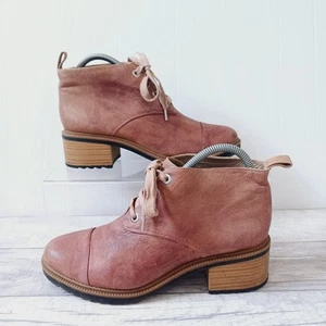 Botas Clarks Chukka Talla 6.5 D Rosa Marrón Cuero Cómodas Tacón Bloque Con cordones - Imagen 1 de 23