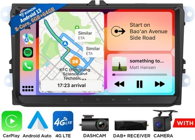 CAM+DVR+DAB+VWX6S Android 13 6+64GB Autoradio GPS Navi CarPlay Für VW Skoda Seat - Bild 1 von 4
