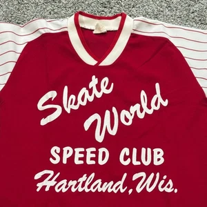 Vintage 70s Skate World Speed Club TShirt Jersey Hartland WI Stripes Mens S - Picture 1 of 5