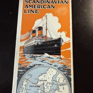 Scandinacian American Line Information Brochure Interior Pics Olav Oscar II etc - Picture 1 of 20