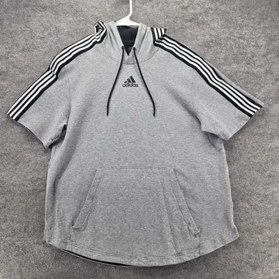 Adidas Sudadera con Capucha Para Hombre XL Gris Manga Corta 3 Rayas Pullover Sudadera Atlética Foto 1 de 4