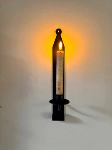 Primitive Handcrafted USA Rustic Black Iron Wall Sconce - Picture 1 of 9