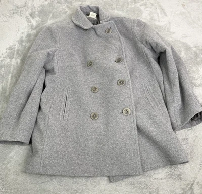 L.L. Bean Women’s Double Breasted Wool Pea Coat Size 1X Gray Bellandi Fabric - Image 1 of 4