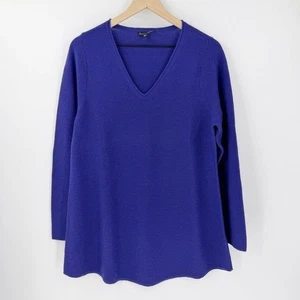 Eileen Fisher Merino Wool Purple V-Neck Lightweight Tunic Sweater XL - Picture 1 of 5