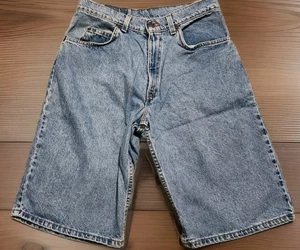 Vintage 90er Levis 562 Herrenshorts 30 blau Denim orangefarbenes Etikett hergestellt in den USA Studentenjorts - Bild 1 von 10