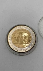 999 Fine Silver 24k Gold HGC Tropicana Casino Folies Bergere $20 Coin - Picture 1 of 8