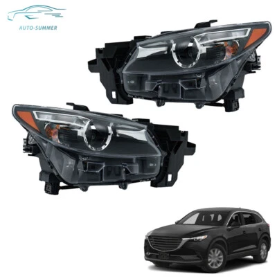Headlights For Mazda CX-9 CX9 2016-2021-23 Left&Right NO AFS Headlamps LED Black - Image 1 of 4