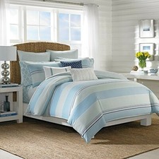 NAUTICA MAKAY BLUE WHITE 4 PIECE QUEEN SHEET SET NEW