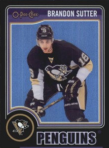 2014-15 O-Pee-Chee Black Rainbow Penguins Hockey Card #435 Brandon Sutter /100