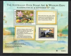 CINDERELLA: 1992 $65.00 AUST DUCK STAMP ART & WILDLIFE EXPO WASHINGTON DC.... - Foto 1 di 1