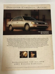 1993 Toyota Corolla Vintage Print Ad Advertisement pa30 - Picture 1 of 3