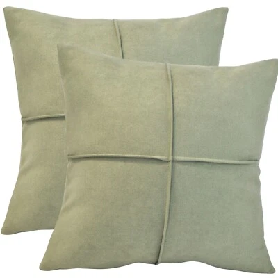 Suede Throw Pillow Covers / Leather Like Soft Cushion Covers Set of 2 - Image 1 of 4