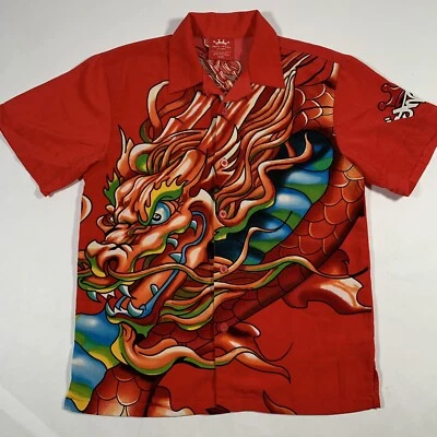 Vintage JNCO Jeans Dragon Button Up Shirt Boys Youth Small 8 Red Y2k - Image 1 of 4