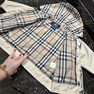 9-12 Monate authentisch BURBERRY Windbreaker Jacke Junge Mantel Trench Kapuze Kinder - Bild 1 von 21