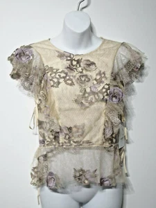 Divine Heritage Women's Apron Popover Side Tie Floral Sleeveless Top S NWT 395 - Picture 1 of 11