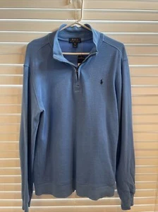 Polo Ralph Lauren Sweater Youth XL (18-20) Blue 1/4 Zip 100% Cotton Pullover - Picture 1 of 2