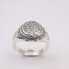 Solid 925 Sterling Silver Ring with Blessing Buddhist Sutra Design Jewelry