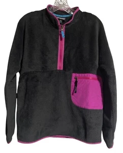 Patagonia Re-Tool 1/2 Zip Pullover Womens Medium Polartec Fleece Black Pink - Picture 1 of 9