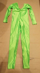 Starlite Flo Green Long Sleeve Gathered Front Catsuit - Size 3A - Shiny Lycra - Picture 1 of 12