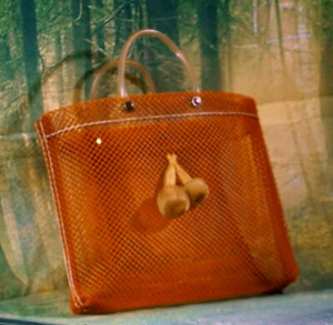 Vintage Original Orange Plastic Shopping Basket Bag - Picture 1 of 9