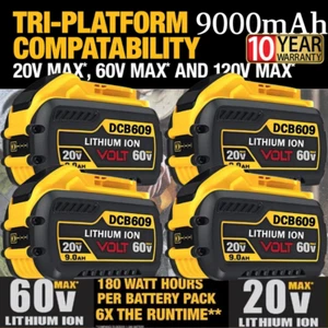 4PACK Replacement For DEWALT DCB609 20V 60V MAX 9.0Ah Lithium-ion Battery - Picture 1 of 13