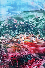  REGENBOGEN-ART "umbrische Landschaft" ENCAUSTIC Landschaft Impression 20x28 cm