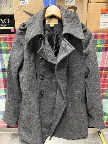 Giacca cappotto Michael Kors donna doppiopetto grigio pea taglia small